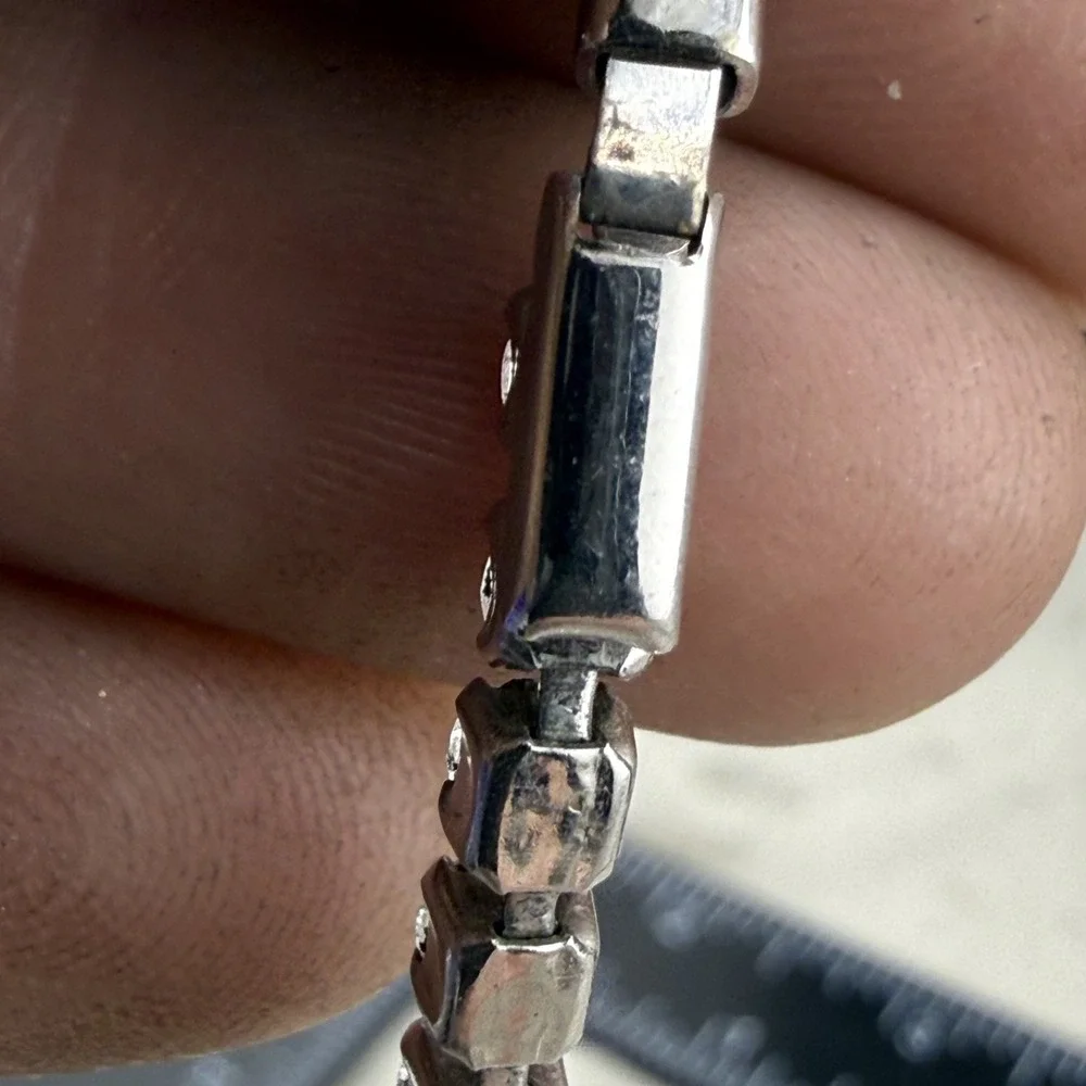 Vintage Estate Necklace Silver Tone Rhinestone Waterfall Art Deco Style 16
